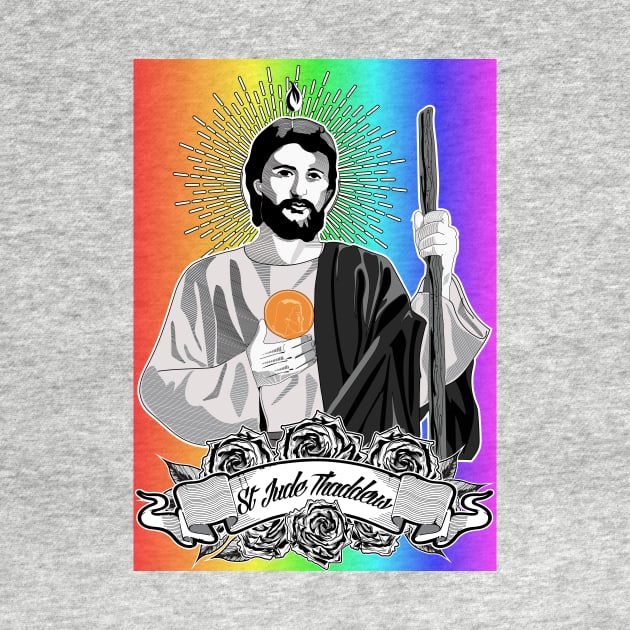 ST. JUDE THADDEUS - RAINBOW BACKGROUND by Obedience │Exalted Apparel